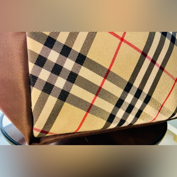 “HOST PICK” BURBERRYSs Nova Check Blue Label Tote Bag Nylon Brown Auth - Picture 5 of 11